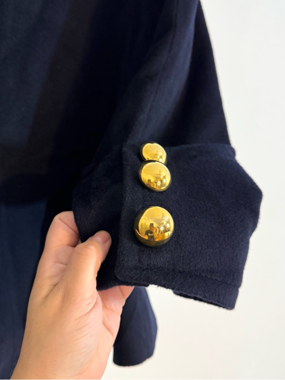 Vintage Mac Taggart Wool Cashmere Navy Blazer Gold Buttons Chanel Style Size 14 - Picture 10 of 10